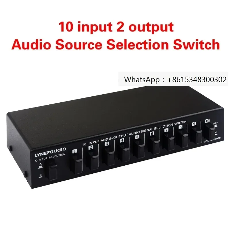 2023 new 10-in 2 or 2-in 10-out audio signal selection switcher\audio switcher\speaker switcher\two-way switch RCA interface
2023 new 10-in 2 or 2-in 10-out audio signal selection switcher\audio switcher\speaker switcher\two-way switch RCA interface