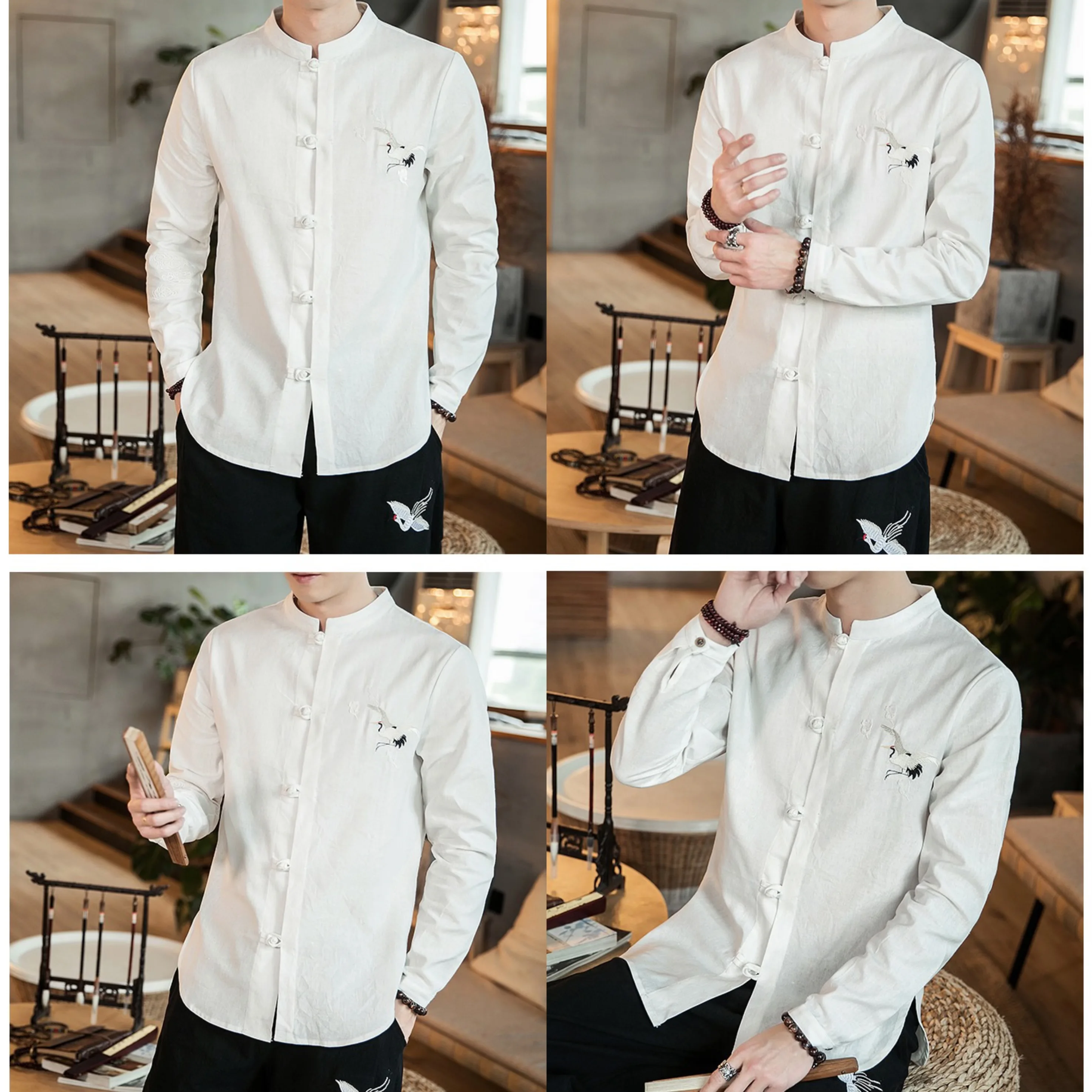 Men's Retro Crane Embroidered Long Sleeve Shirt Tang Top Chinese Traditional plus Size 5XL Kimono Vintage Button Jacket Coat
Men's Retro Crane Embroidered Long Sleeve Shirt Tang Top Chinese Traditional plus Size 5XL Kimono Vintage Button Jacket Coat