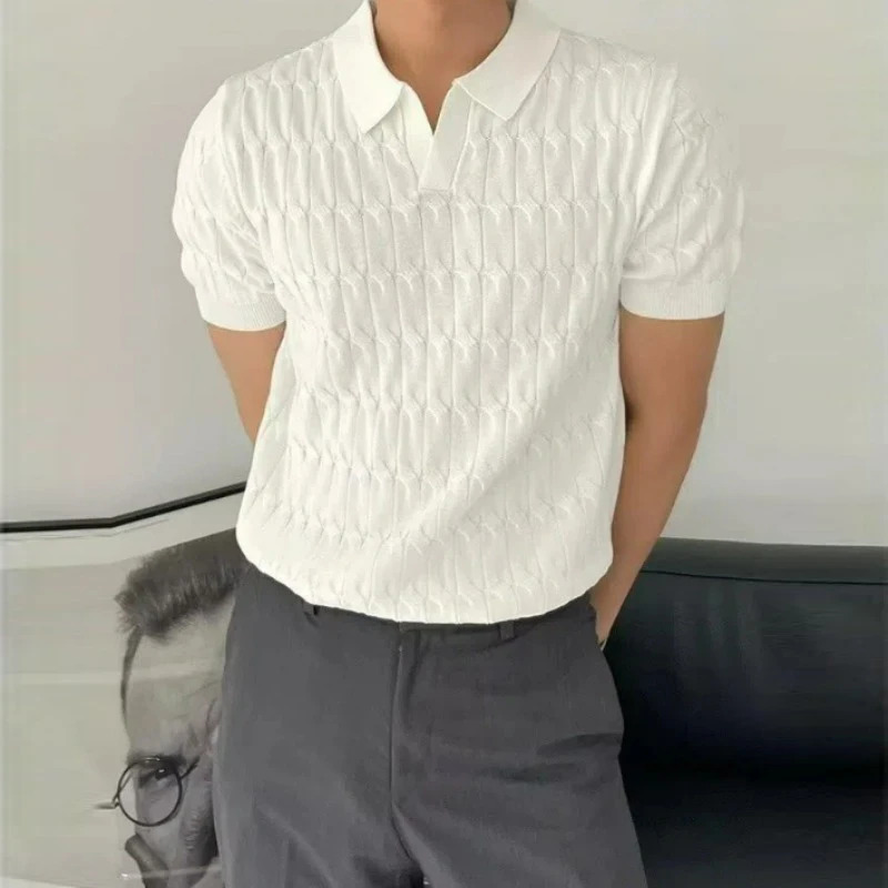 Men Summer Korean Fashion Polo Collar Short Sleeve Breathable Knitted T Shirt Simple Casual Streetwear Solid Slim Pullover Tops
Men Summer Korean Fashion Polo Collar Short Sleeve Breathable Knitted T Shirt Simple Casual Streetwear Solid Slim Pullover Tops