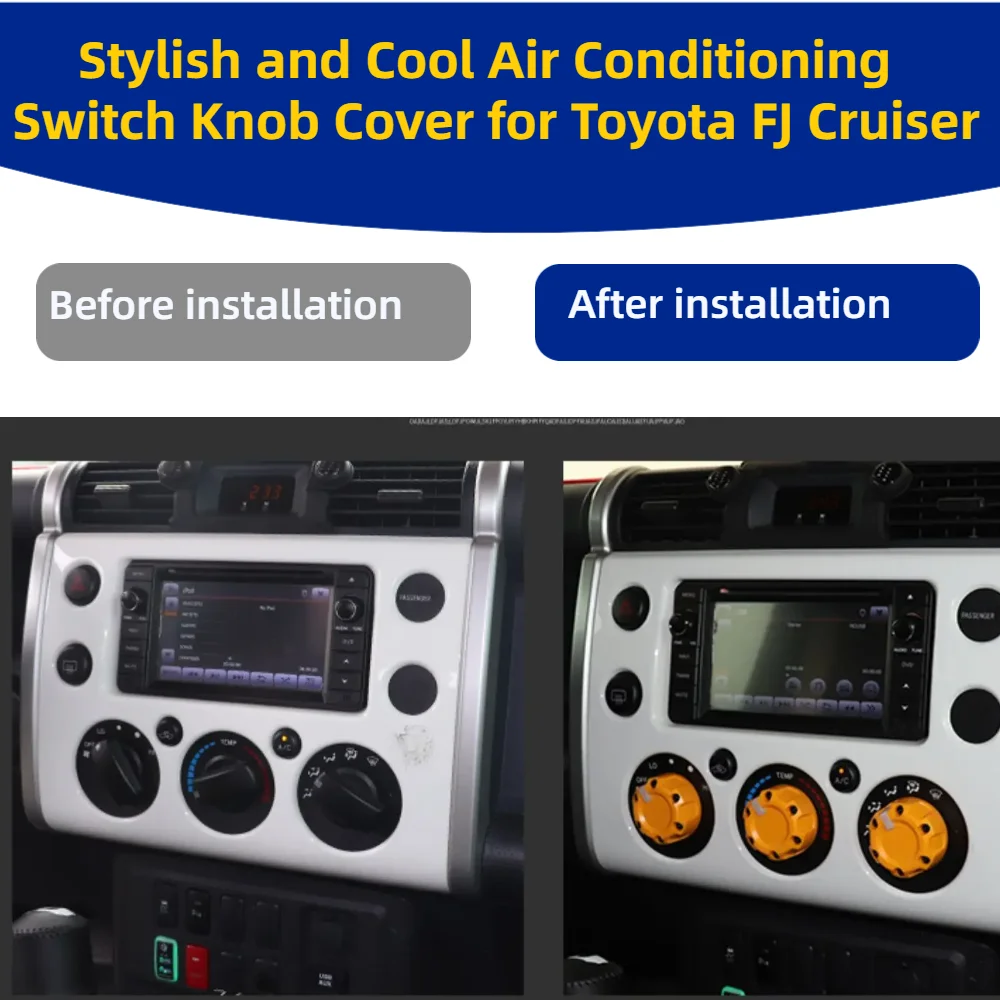 Stylish and Cool Air Conditioning Switch Knob Cover for Toyota FJ Cruiser Models from 2007 to 2021
Stylish and Cool Air Conditioning Switch Knob Cover for Toyota FJ Cruiser Models from 2007 to 2021