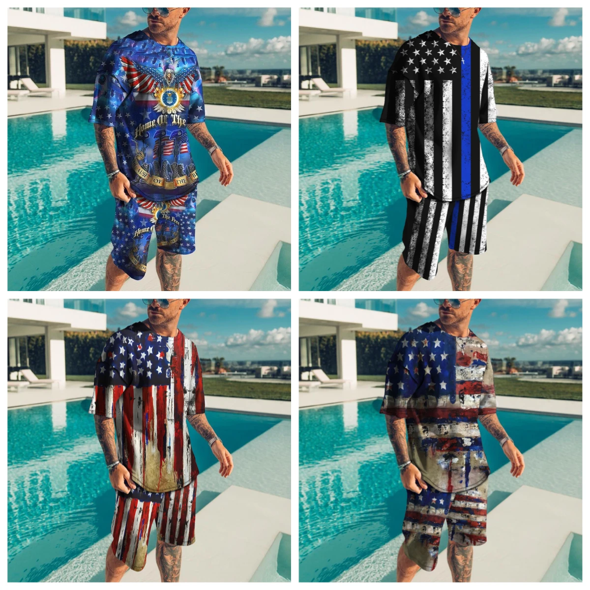 25-26 Summer Hot-selling Fashion Trend Luxury Suit 3D Printing American Street Breathable Quick-drying T-shirt Shorts Set
25-26 Summer Hot-selling Fashion Trend Luxury Suit 3D Printing American Street Breathable Quick-drying T-shirt Shorts Set