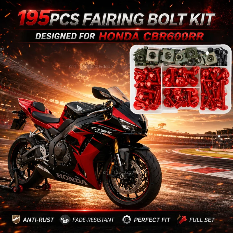 195Pcs Motorcycle Fairing Bolt Screws Kit Nut Clips For Honda CBR 600RR CBR600RR 2004-2022 CNC Fastener Hardware Bodywork Repair
195Pcs Motorcycle Fairing Bolt Screws Kit Nut Clips For Honda CBR 600RR CBR600RR 2004-2022 CNC Fastener Hardware Bodywork Repair