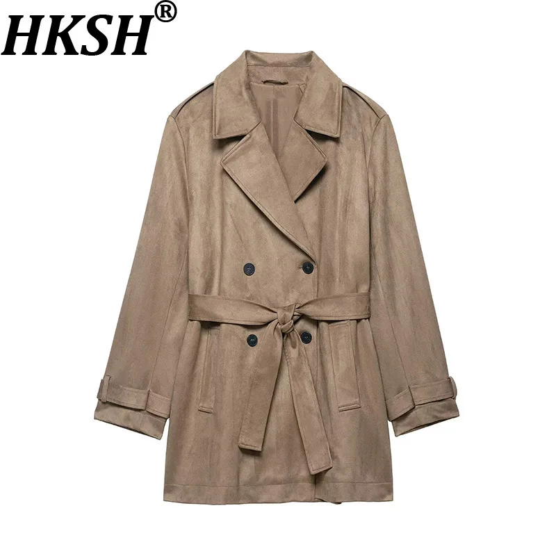 HKSH Spring Autumn New Women's Trench Coat Turn-down Collar Double Breasted Pockets Belt Elegant British High-end Jacket HK15183
HKSH Spring Autumn New Women's Trench Coat Turn-down Collar Double Breasted Pockets Belt Elegant British High-end Jacket HK15183