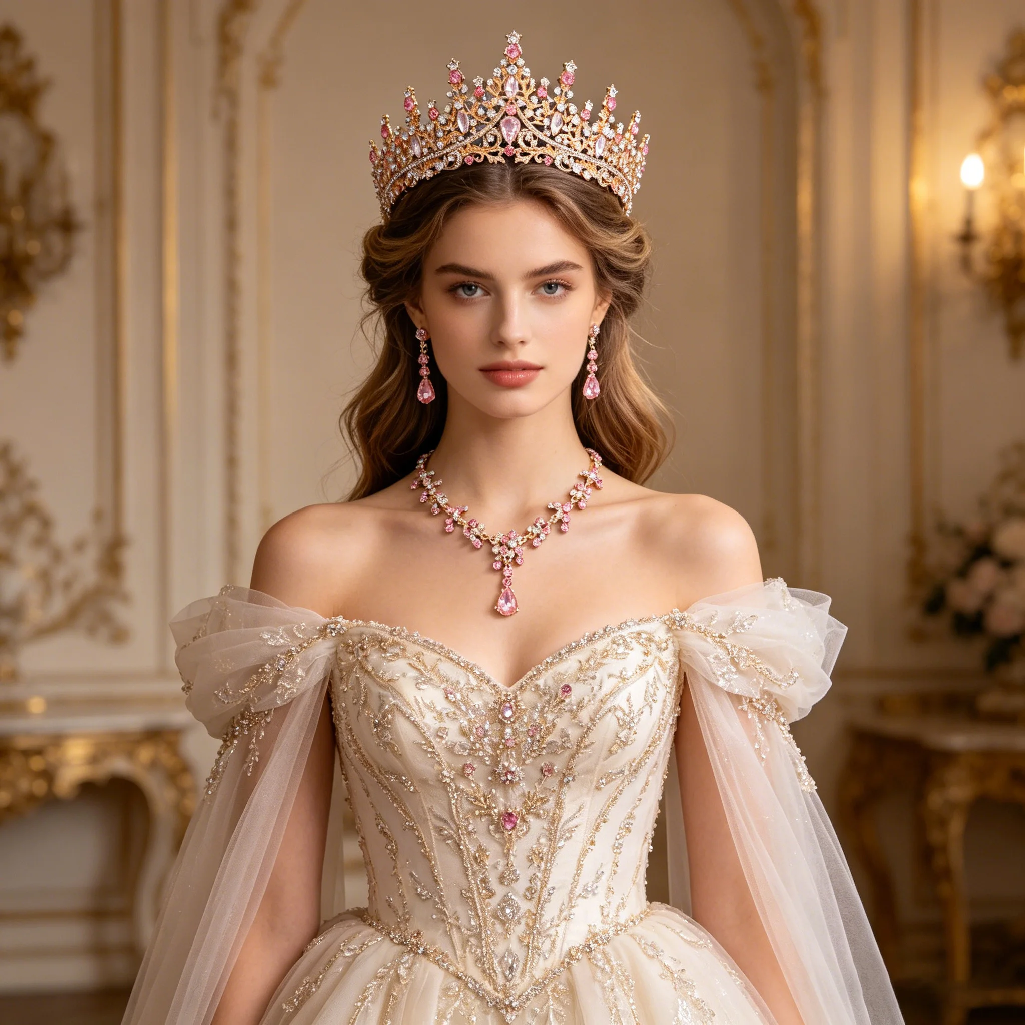 3-piece pink bride elegant and simple rhinestone hollow-out crown necklace earrings three-piece set combination suitable for wed
3-piece pink bride elegant and simple rhinestone hollow-out crown necklace earrings three-piece set combination suitable for wed