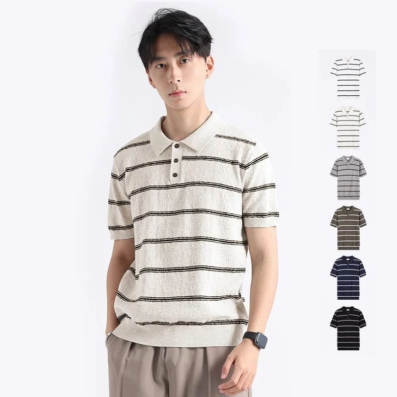 Business Casual Polo Shirts Men Summer Fashion Stripe Short Sleeve Knitted T-shirt Light Luxury Cool Breathable T Shirts Tops
Business Casual Polo Shirts Men Summer Fashion Stripe Short Sleeve Knitted T-shirt Light Luxury Cool Breathable T Shirts Tops