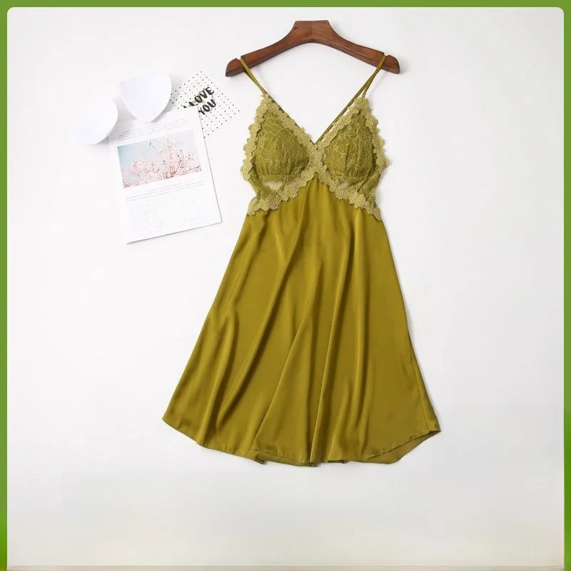 Lace V-Neck Strap Sleep Dress Women Summer Thin Home Clothes Ice Silk Chiffon Sleep Dress Short Skirt No Sleeve Polyester Fiber
Lace V-Neck Strap Sleep Dress Women Summer Thin Home Clothes Ice Silk Chiffon Sleep Dress Short Skirt No Sleeve Polyester Fiber