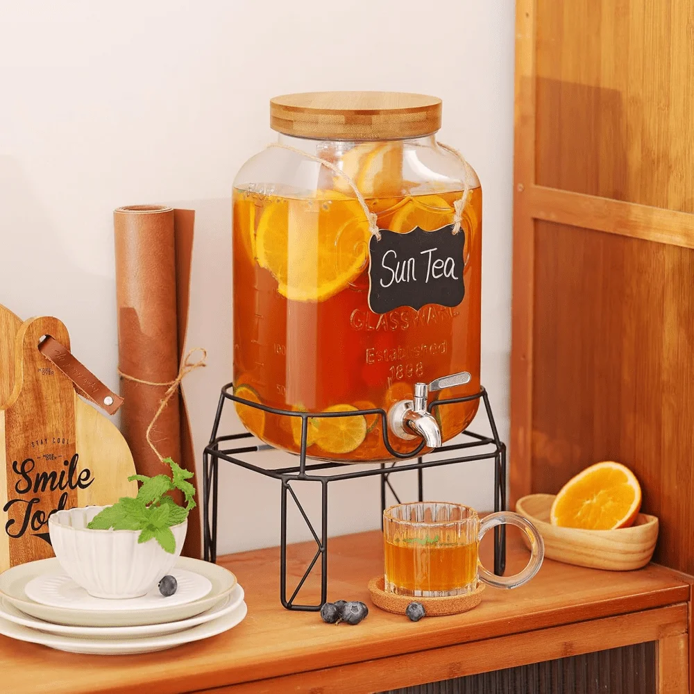 Gallon Drink Dispensers With Stand, Glass Beverage Dispenser With Stainless Steel Spigot And Bamboo Lid,Lemonade Dispenser,Glas
Gallon Drink Dispensers With Stand, Glass Beverage Dispenser With Stainless Steel Spigot And Bamboo Lid,Lemonade Dispenser,Glas