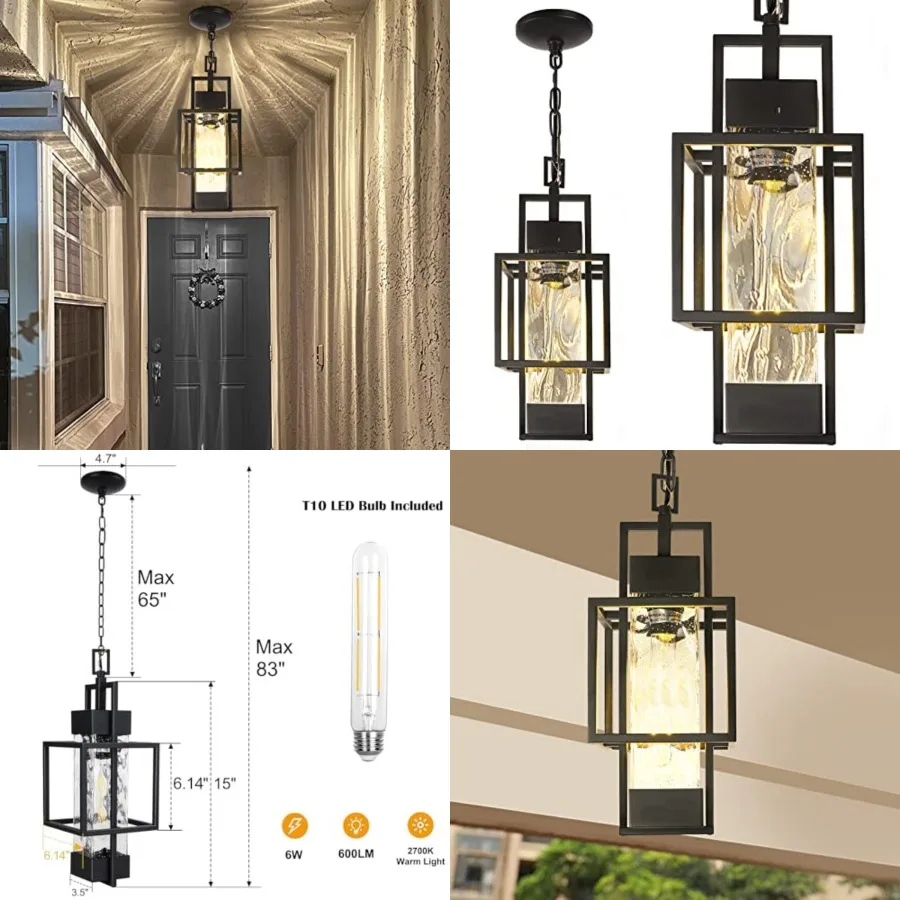 15" Outdoor Indoor Pendant Light Exterior Hanging Lantern, Modern Metal Outside Chandelier Light Fixture Ceiling Mount with Wat
15" Outdoor Indoor Pendant Light Exterior Hanging Lantern, Modern Metal Outside Chandelier Light Fixture Ceiling Mount with Wat