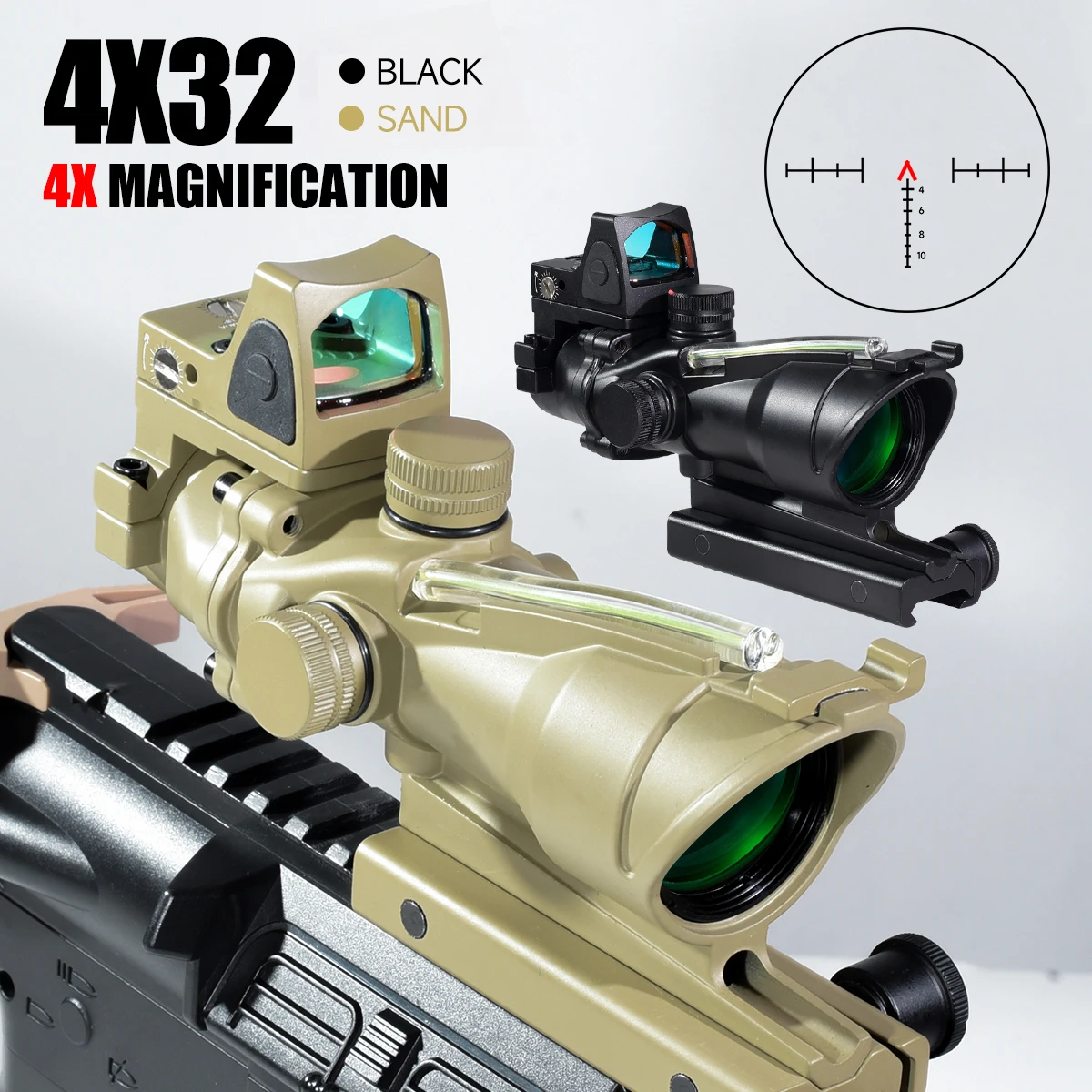 Tactical 4X32 Sight W/Real Fiber Optics Red Green Dot Illuminated RifleScope Etched Reticle Precision Shooting Scope for 20mm
Tactical 4X32 Sight W/Real Fiber Optics Red Green Dot Illuminated RifleScope Etched Reticle Precision Shooting Scope for 20mm