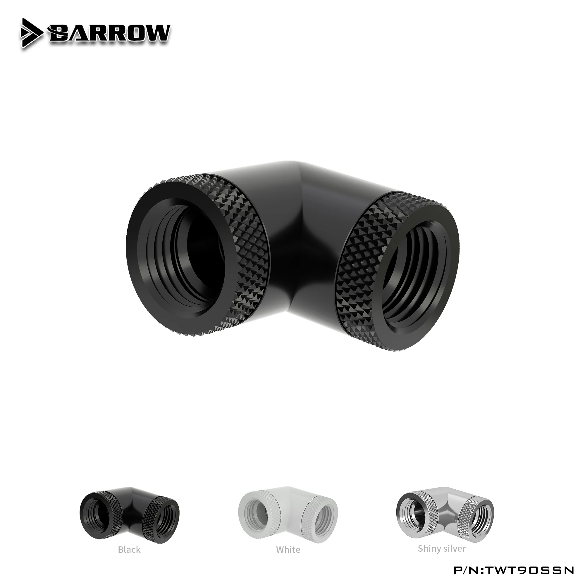 Barrow Black Silver G1/4'' Thread 90 Degree Two Rotary Fitting Adapter Rotating 90 Degrees Water Cooling Adaptors TWT90SSN
Barrow Black Silver G1/4'' Thread 90 Degree Two Rotary Fitting Adapter Rotating 90 Degrees Water Cooling Adaptors TWT90SSN