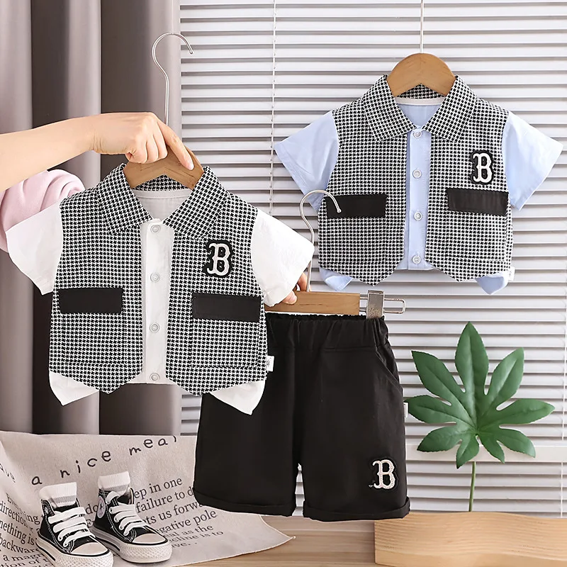Baby Boy 2PCS Casual Outfit Houndstooth Vest Style Short Sleeve Shirt & Black Shorts Set for Kids Daily Party Birthday
Baby Boy 2PCS Casual Outfit Houndstooth Vest Style Short Sleeve Shirt & Black Shorts Set for Kids Daily Party Birthday