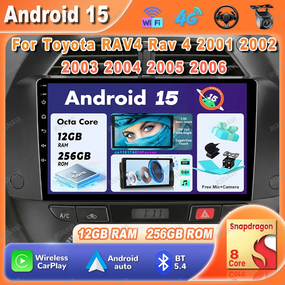 Автомобильный радиоприемник Android 15 для Toyota RAV4 Rav 4 2001 2002 2003 2004 2005 2006, головное устройство 5G WIFI 8-ядерный IPS BT Snapdragon RDS Qualcomm
Автомобильный радиоприемник Android 15 для Toyota RAV4 Rav 4 2001 2002 2003 2004 2005 2006, головное устройство 5G WIFI 8-ядерный IPS BT Snapdragon RDS Qualcomm