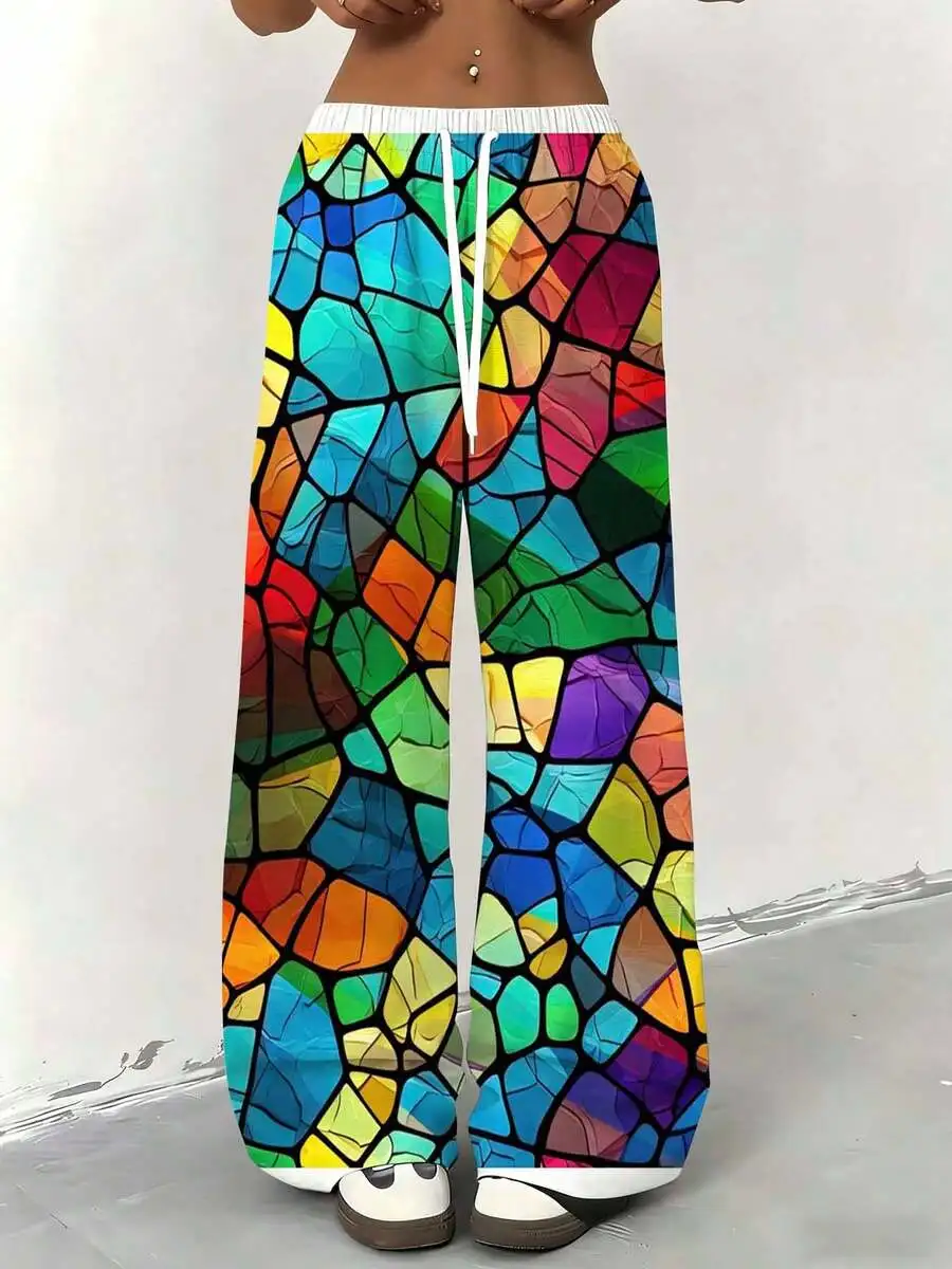 Women Wide Leg Straight Pants Stained Glass Print Casual Sporty Trousers
Women Wide Leg Straight Pants Stained Glass Print Casual Sporty Trousers