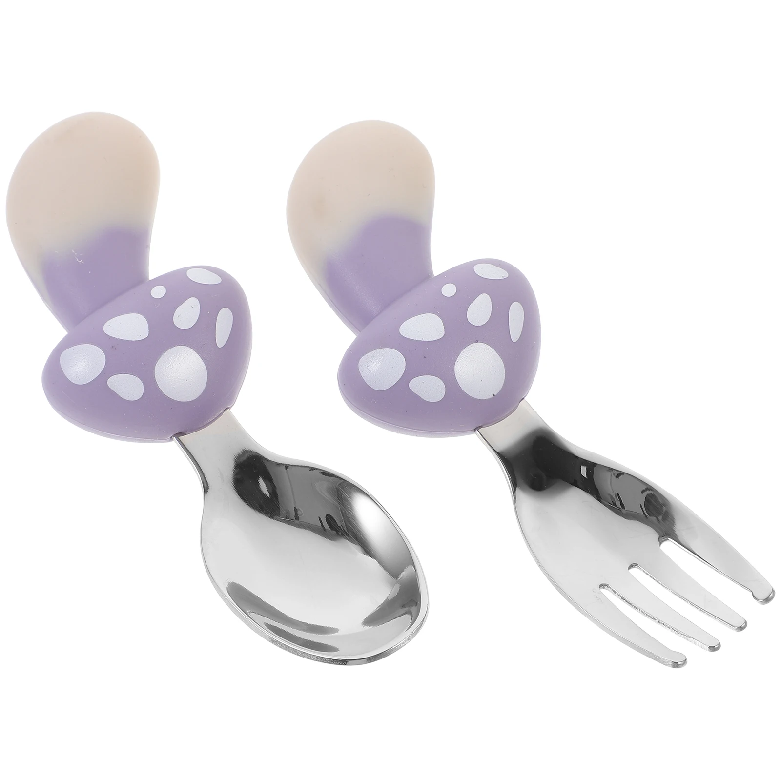 Silicone Short Handle Feeding Spoon Fork Set Mushroom Purple Cartoon Baby Utensils Toddler Eating Tool Portable Stainless Steel
Silicone Short Handle Feeding Spoon Fork Set Mushroom Purple Cartoon Baby Utensils Toddler Eating Tool Portable Stainless Steel