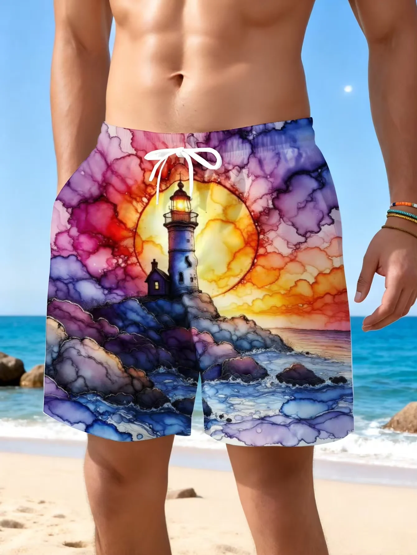 2026 Summer New Style Men's Outdoor Beach Casual Sportswear Shorts Vibrant Watercolor Lighthouse Sunset Design Summer Vacation 3D Printing Perfect For Beach Days And Leisure Activities Soft Comfortable Fabric
2026 Summer New Style Men's Outdoor Beach Casual Sportswear Shorts Vibrant Watercolor Lighthouse Sunset Design Summer Vacation 3D Printing Perfect For Beach Days And Leisure Activities Soft Comfortable Fabric
