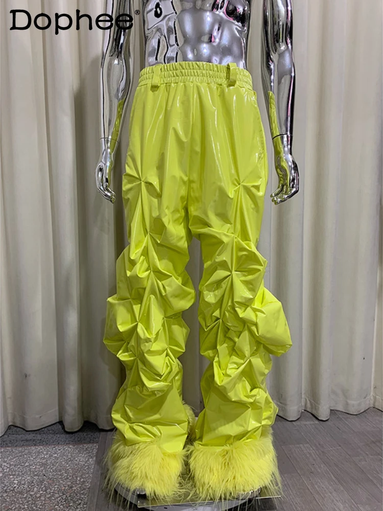 Men's 2026 Spring New Fashion Trousers Male Three-Dimensional Design Pants Chic Soft Glossy Faux Fur Spliced Faux Leather Pants
Men's 2026 Spring New Fashion Trousers Male Three-Dimensional Design Pants Chic Soft Glossy Faux Fur Spliced Faux Leather Pants