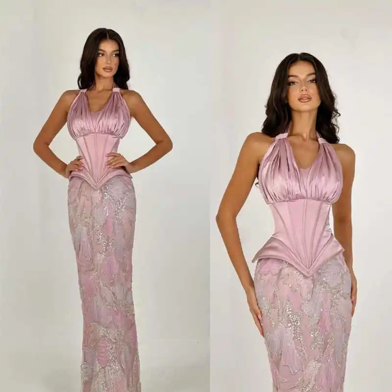 Elegant Beaded Mermaid Bride Dresses Halter Neck Sleeveless Prom Gowns Sequins Floor Length Formal Party Customized
Elegant Beaded Mermaid Bride Dresses Halter Neck Sleeveless Prom Gowns Sequins Floor Length Formal Party Customized