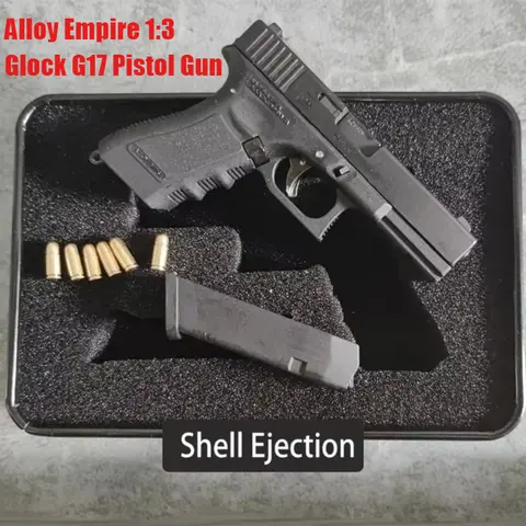 1:3 Size Alloy Empire G17 Metal Pistol Keychain Throw Shells Gun Figurines & Miniatures Simulation Detachable Soldier Equipments