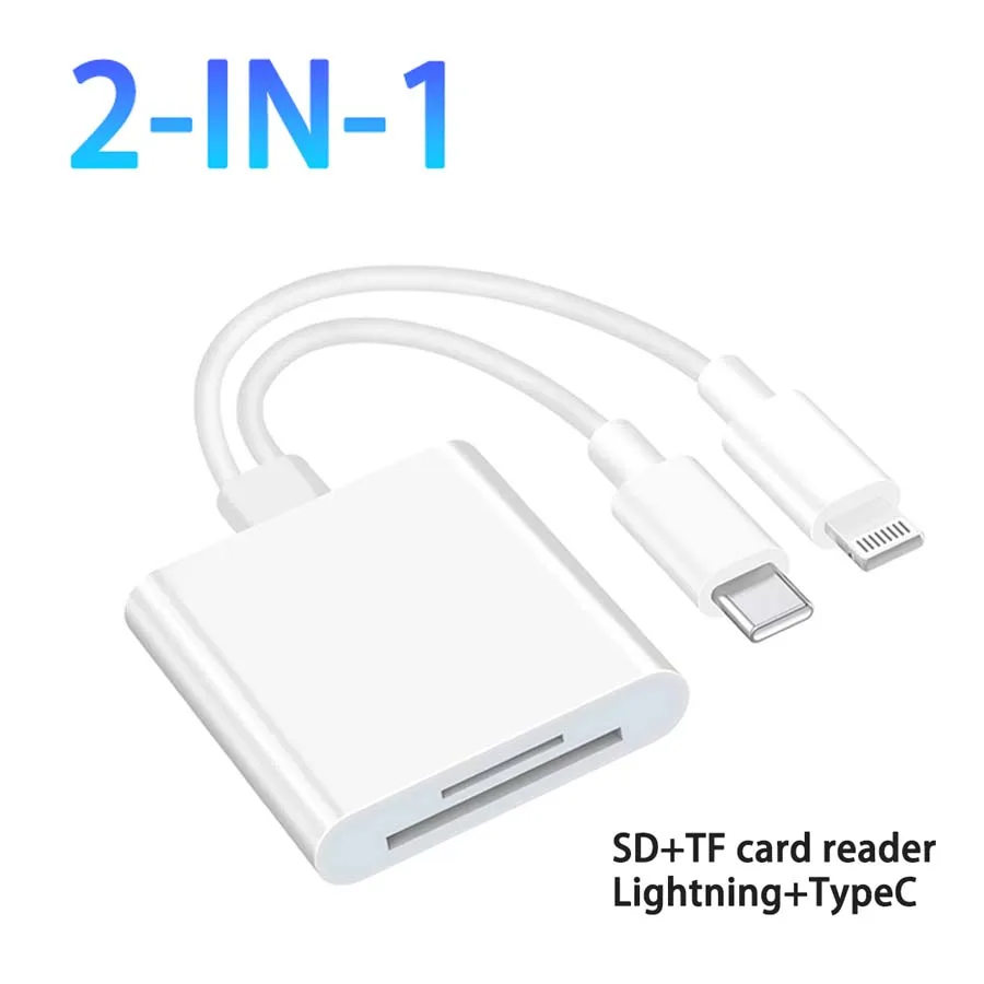 2 In 1 OTG Card Reader Type C Lightning to SD TF Memory Card Adapter No APP Requires For PC Laptop iPhone Multi Smart Cardreader
2 In 1 OTG Card Reader Type C Lightning to SD TF Memory Card Adapter No APP Requires For PC Laptop iPhone Multi Smart Cardreader