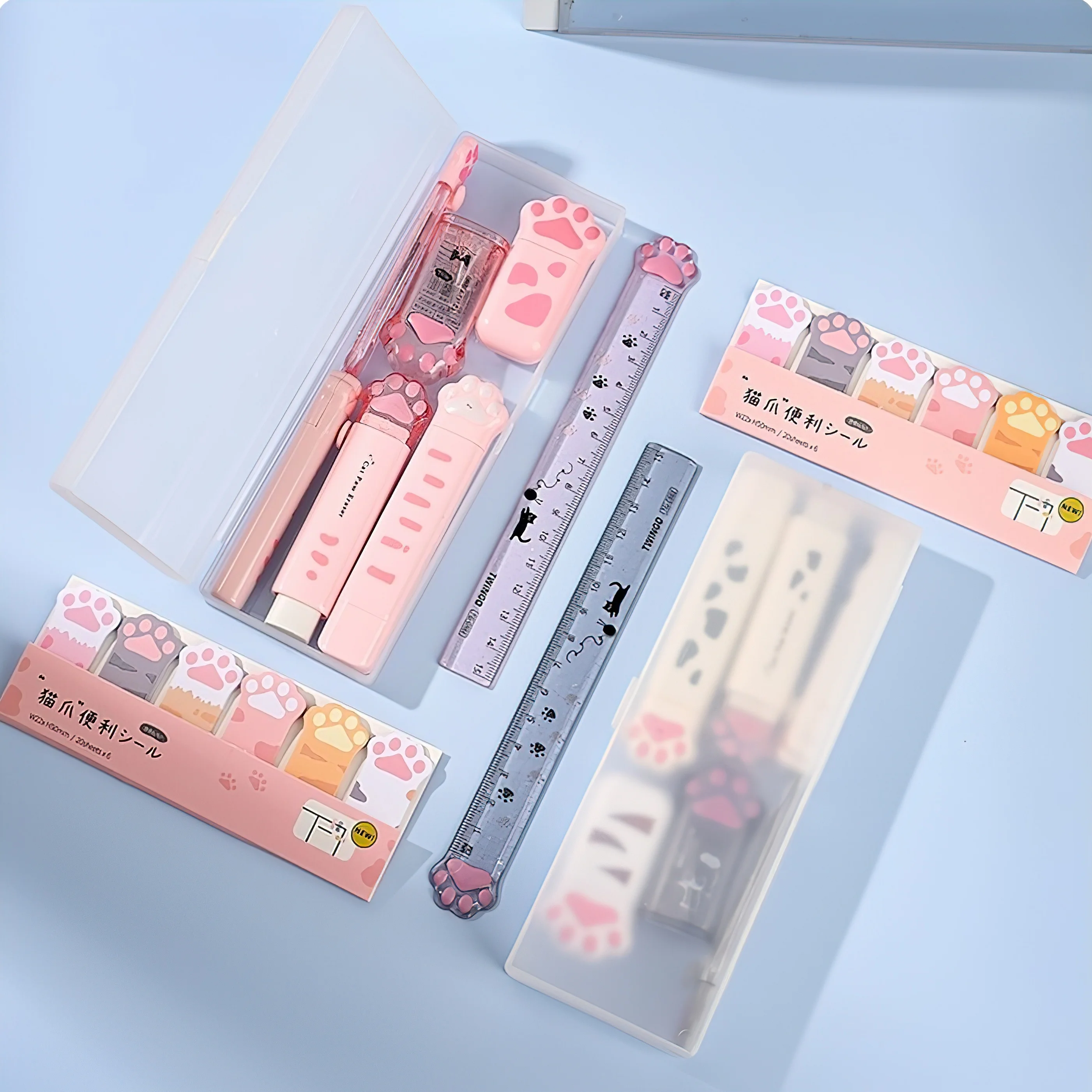 9pcs Cat Paw Stationery Box Set, Fold Scissors & Ruler & Eraser & Correction Tape & Glue Tape in Pencil Box Kids Reward A3050
9pcs Cat Paw Stationery Box Set, Fold Scissors & Ruler & Eraser & Correction Tape & Glue Tape in Pencil Box Kids Reward A3050