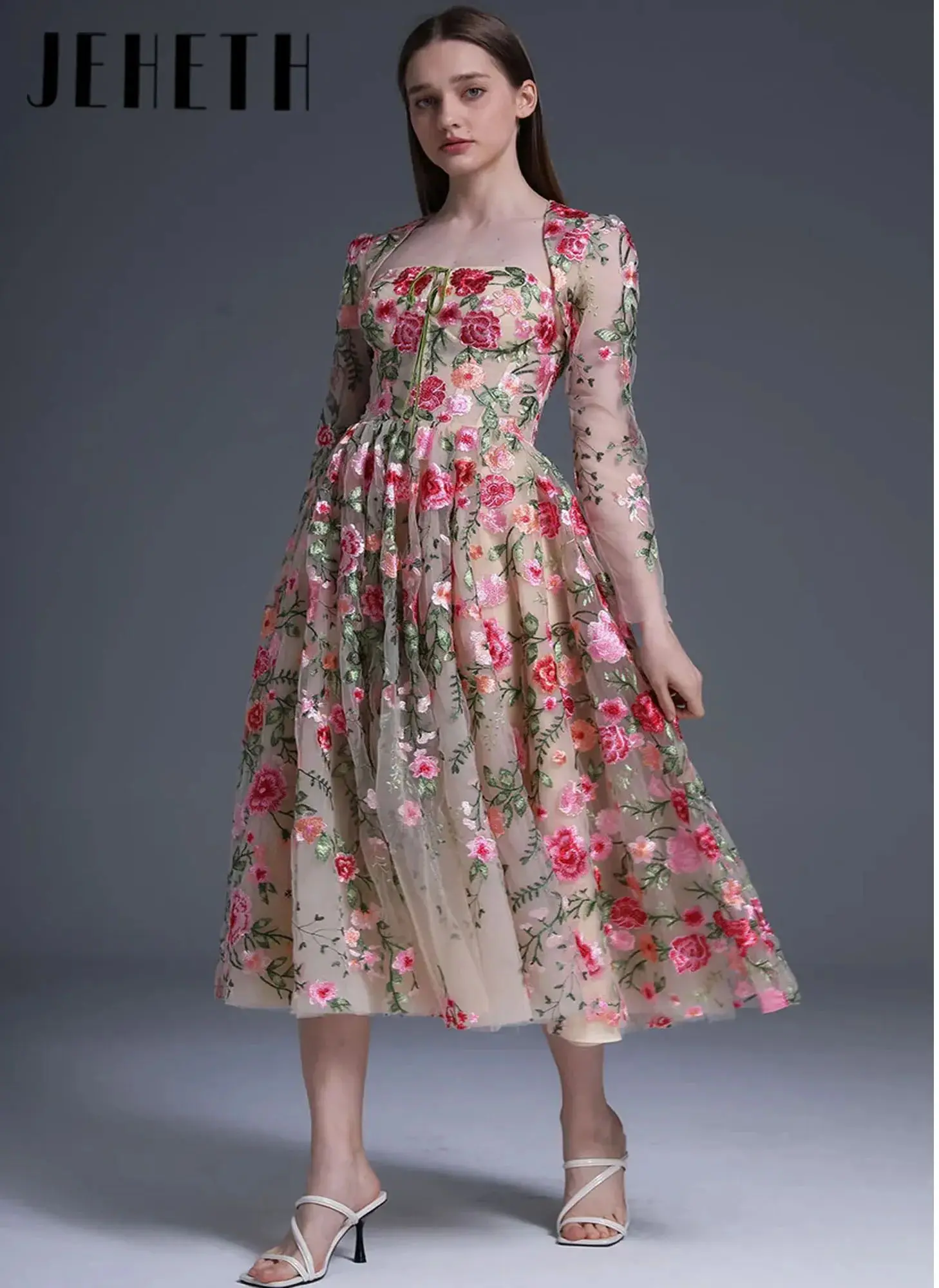 Floral Applique Strapless Corset A-line Prom Dress Long Sleeve Tea-Length Party Dress Special Occasion boda invitada Customized
Floral Applique Strapless Corset A-line Prom Dress Long Sleeve Tea-Length Party Dress Special Occasion boda invitada Customized