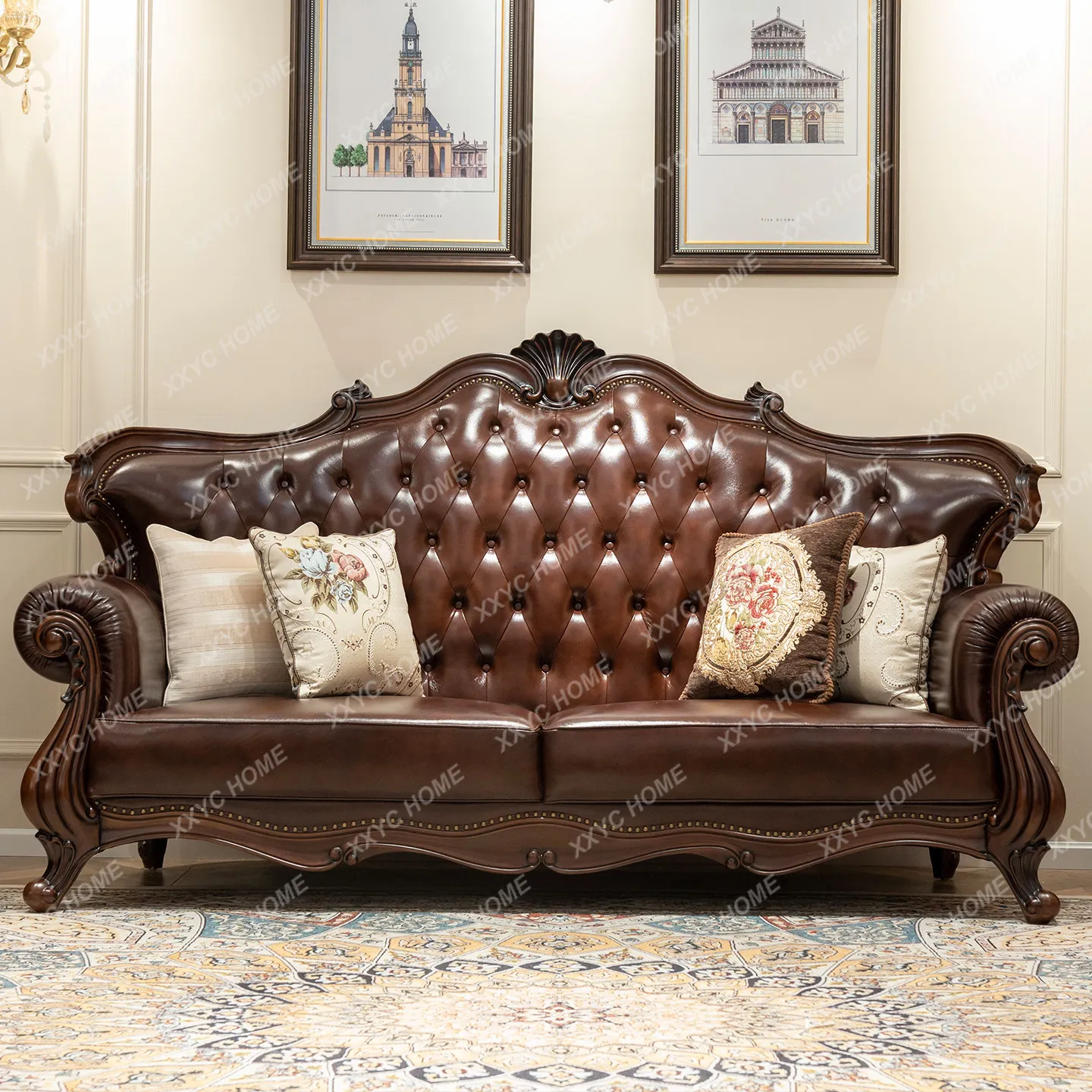 Large sofa living room villa coffee color complete furniture
Large sofa living room villa coffee color complete furniture