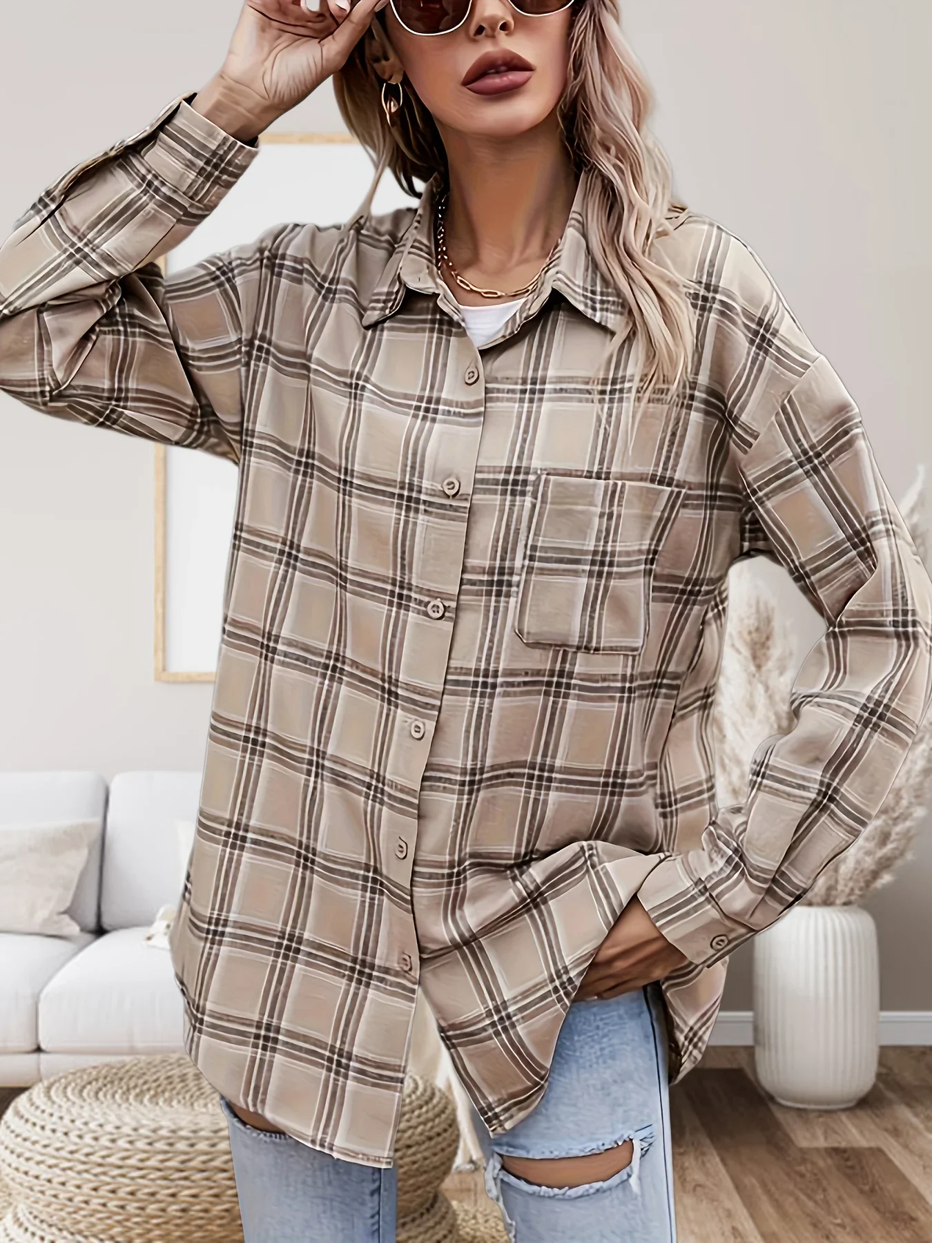 Плюс размер 1XL-5XL, женская модная клетчатая рубашка с заниженными плечами и длинными рукавами, женская повседневная рубашка с клетчатым воротником и принтом
Плюс размер 1XL-5XL, женская модная клетчатая рубашка с заниженными плечами и длинными рукавами, женская повседневная рубашка с клетчатым воротником и принтом