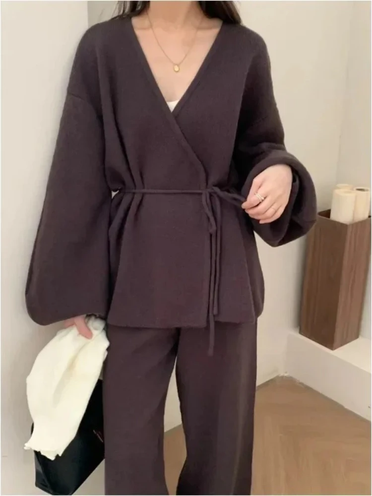 Осень-зима, женский вязаный кардиган, комплект из 2 предметов, собранный на шнуровке, свитер, пальто, широкие брюки, комплекты из двух предметов, женские наряды
Осень-зима, женский вязаный кардиган, комплект из 2 предметов, собранный на шнуровке, свитер, пальто, широкие брюки, комплекты из двух предметов, женские наряды