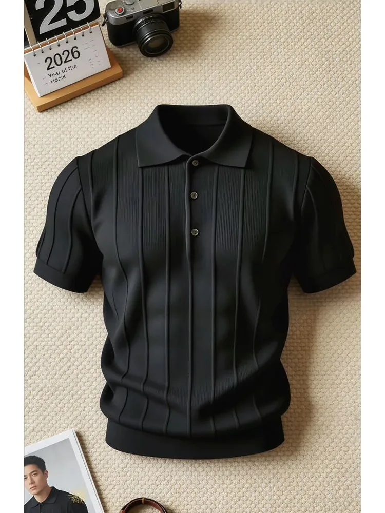 Black Knitted Short Sleeve Shirt Men's Cleanfit Shoulder T-Shirt Regular Fit Summer Fashion Casual Knitwear
Black Knitted Short Sleeve Shirt Men's Cleanfit Shoulder T-Shirt Regular Fit Summer Fashion Casual Knitwear