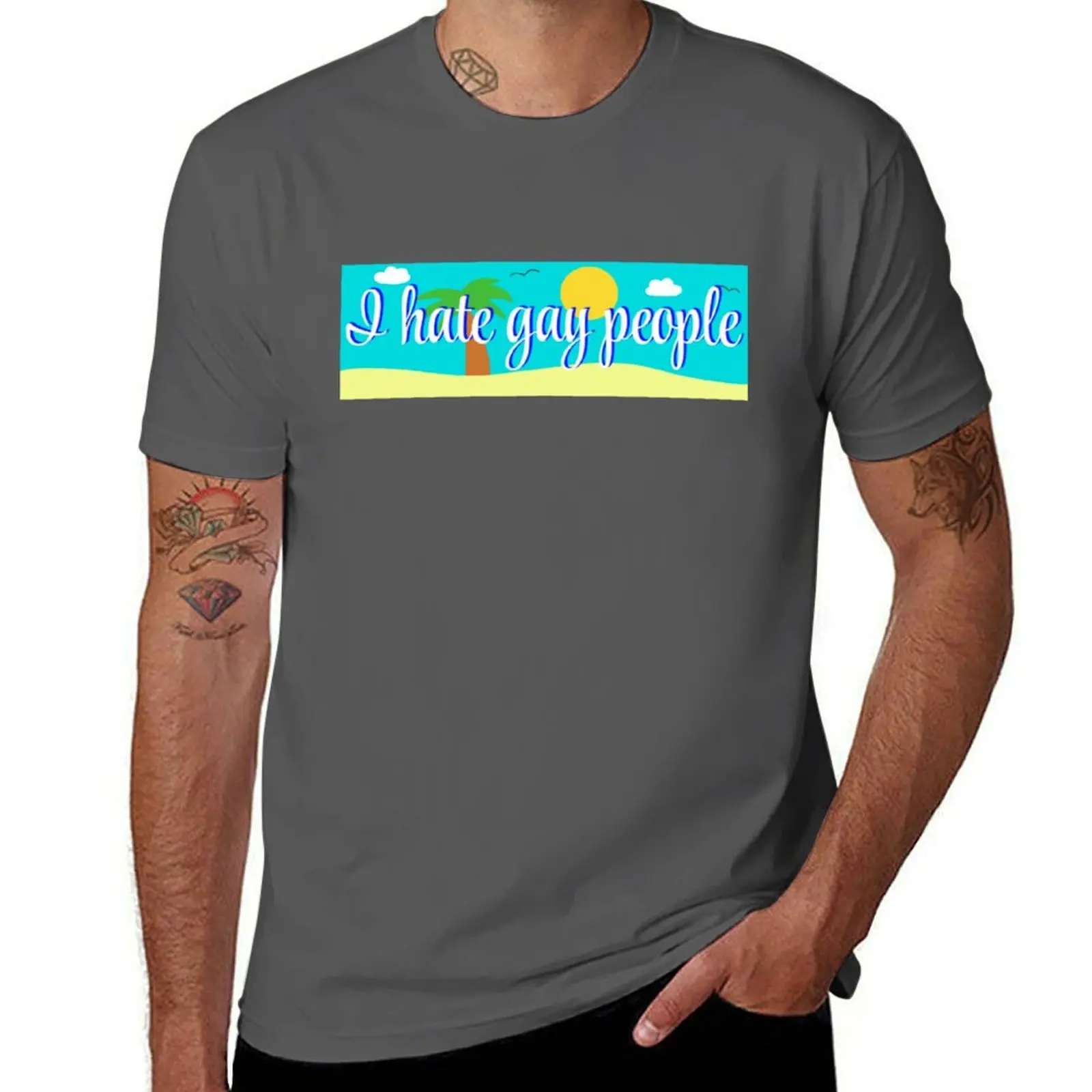 I hate gay people bumper sticker T-Shirt Basic Lightweight Short Sleeve Tee
I hate gay people bumper sticker T-Shirt Basic Lightweight Short Sleeve Tee