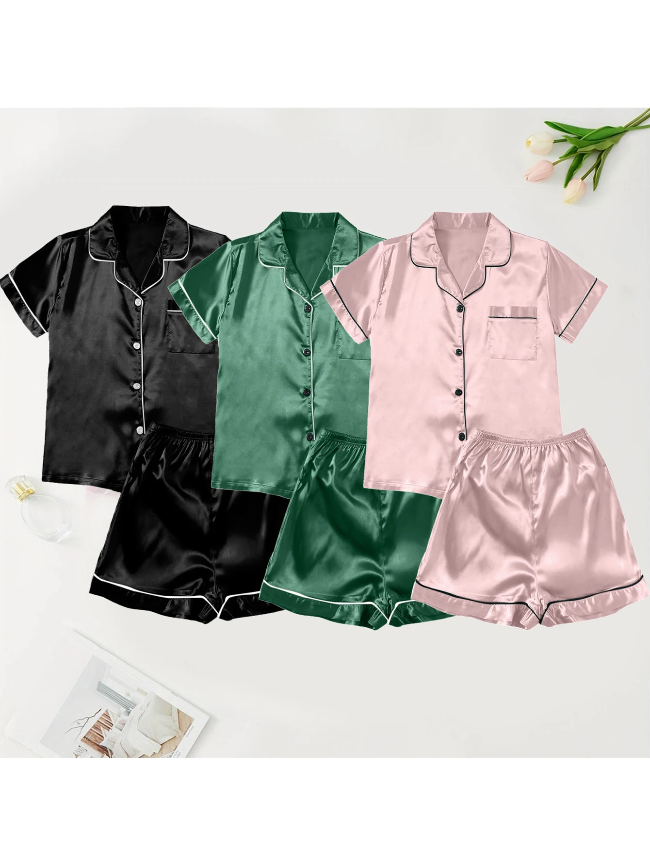 Women Pajamas Ice Silk Multi-Piece Nightgown Summer Set Comfortable Home Wear Black+Green+Peach XXXL
Women Pajamas Ice Silk Multi-Piece Nightgown Summer Set Comfortable Home Wear Black+Green+Peach XXXL
