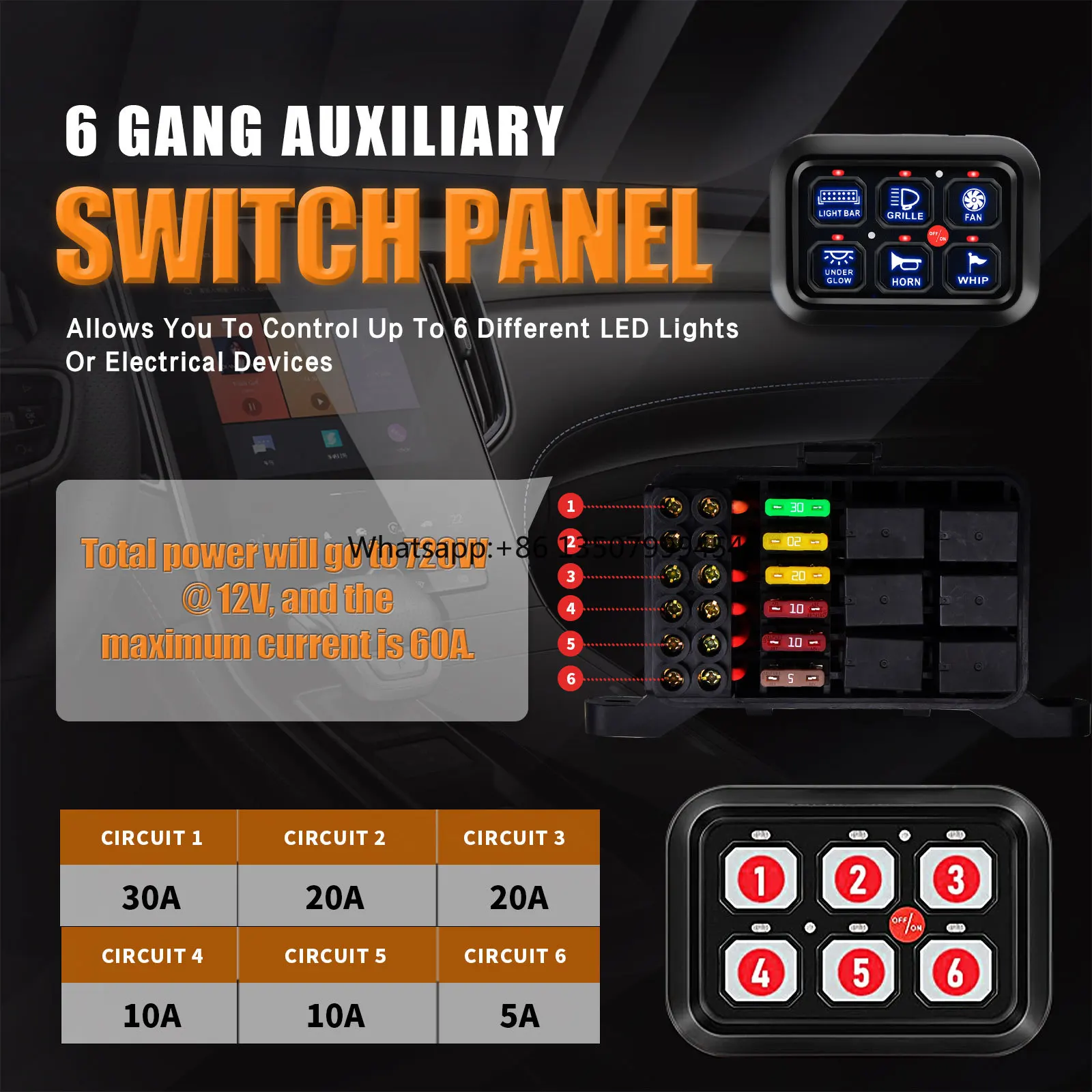 Universal Blue 6 Group Switch Panel Waterproof Circuit Control Relay System Box for Automotive Pickup SUV Boat
Universal Blue 6 Group Switch Panel Waterproof Circuit Control Relay System Box for Automotive Pickup SUV Boat