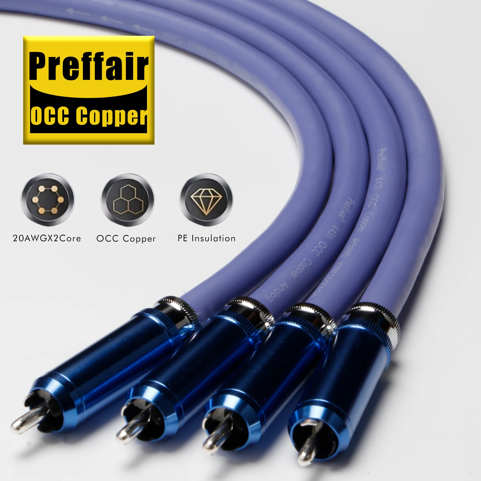 Preffair X431 Hi-End OCC Copper Audio Cable with RCA Connector for AMP/DAC/CD/Mixer
Preffair X431 Hi-End OCC Copper Audio Cable with RCA Connector for AMP/DAC/CD/Mixer