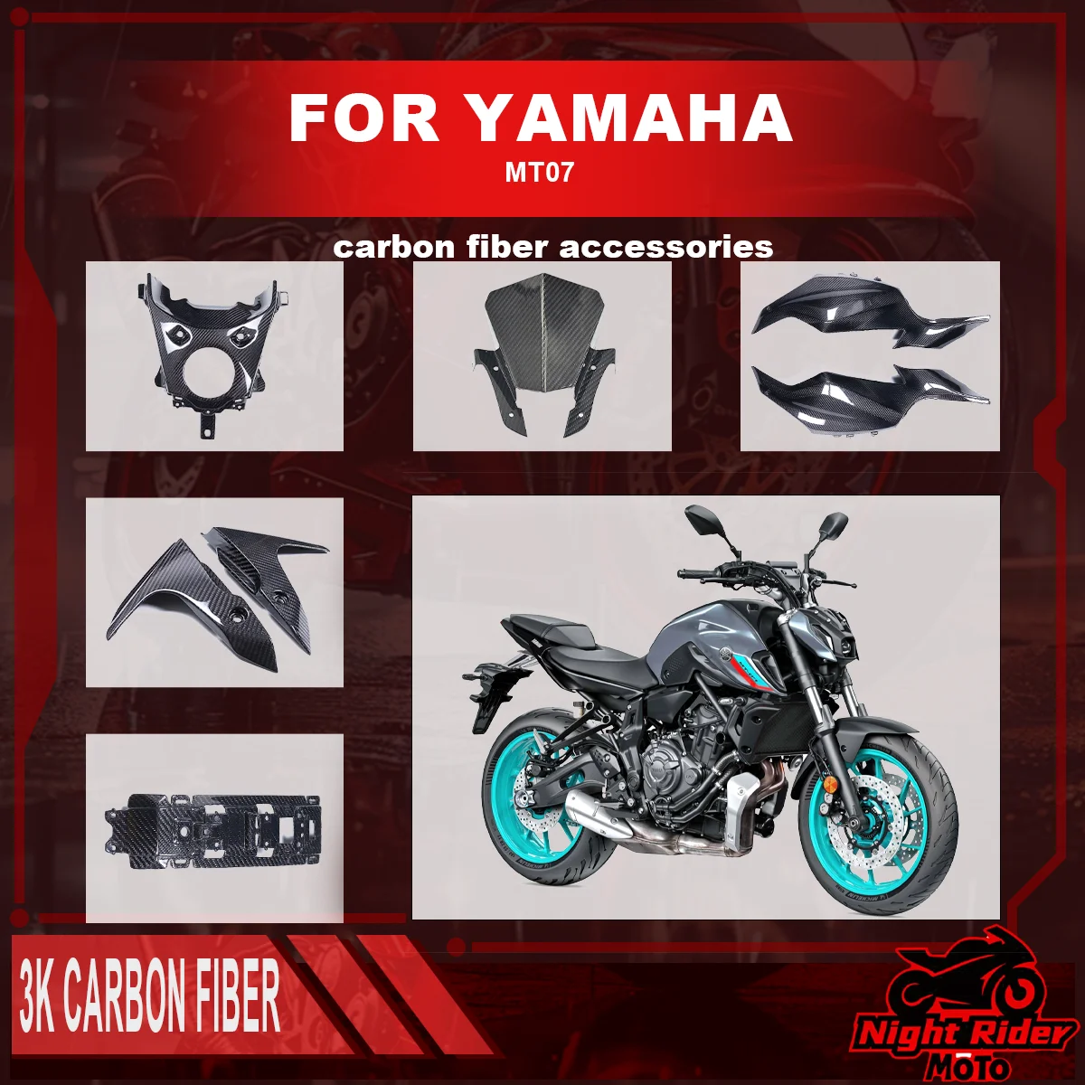 For YAMAHA MT07 Fuel Tank Front Cover 100% Dry Carbon Fiber Windshield Screen Body Side Panel Fairing Kit Motorcycle Accessories
For YAMAHA MT07 Fuel Tank Front Cover 100% Dry Carbon Fiber Windshield Screen Body Side Panel Fairing Kit Motorcycle Accessories