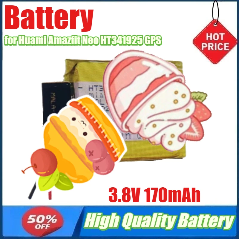 3.8V 170mAh Battery for Huami Amazfit Neo HT341925 GPS Battery 
3.8V 170mAh Battery for Huami Amazfit Neo HT341925 GPS Battery