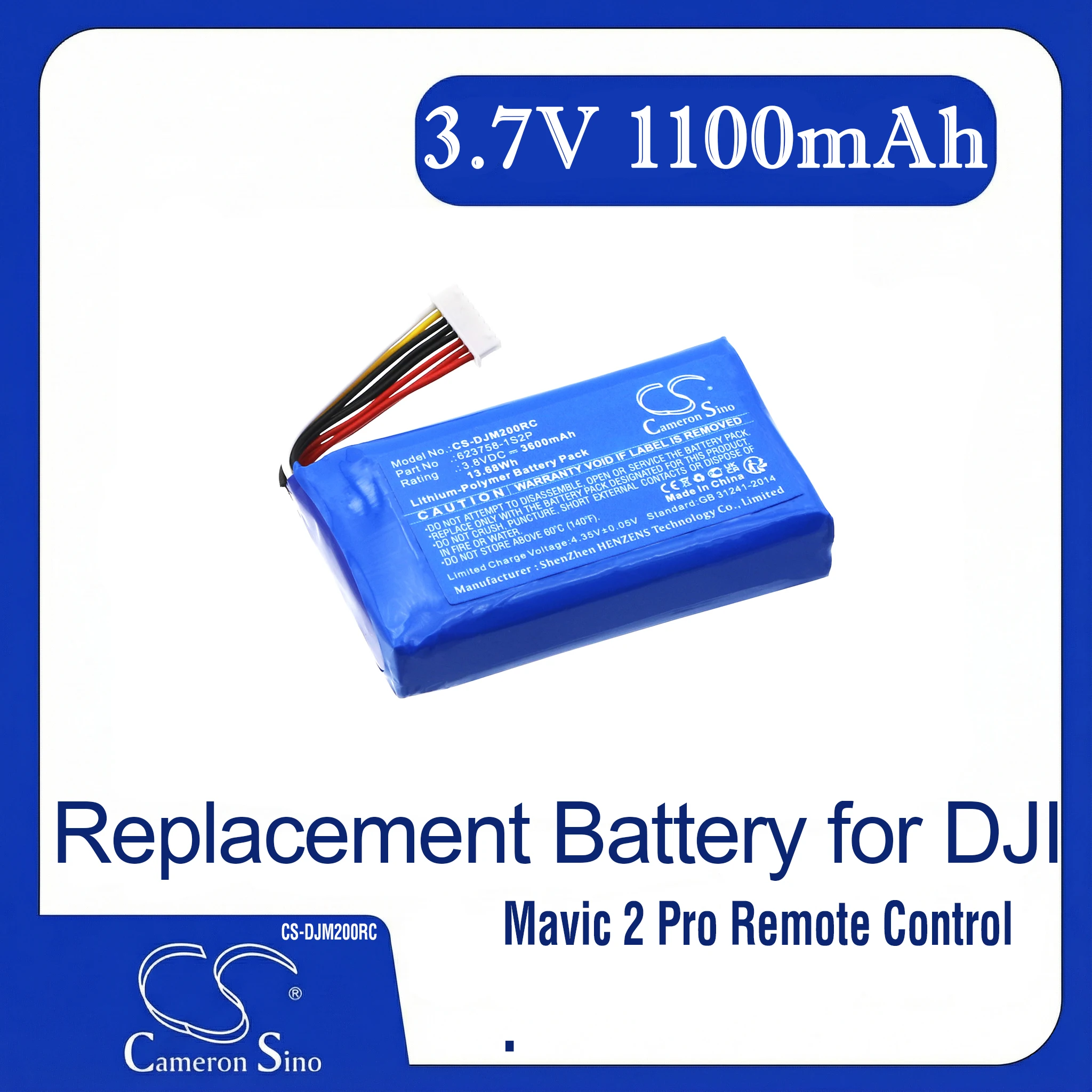Cameron Sino Replacement Battery for DJI Mavic 2 Pro Remote Control, Fits P/N 623758-1S2P
Cameron Sino Replacement Battery for DJI Mavic 2 Pro Remote Control, Fits P/N 623758-1S2P