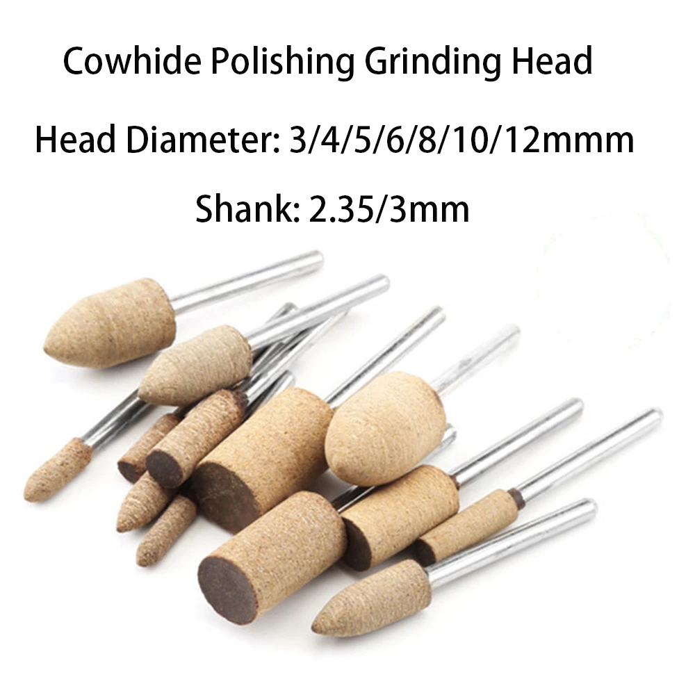 10Pcs Cowhide Polishing Grinding Head Shank 2.35/3mm Cylinder / Pointed / T Type Head Diameter 3/4/5/6/8/10/12mmm
10Pcs Cowhide Polishing Grinding Head Shank 2.35/3mm Cylinder / Pointed / T Type Head Diameter 3/4/5/6/8/10/12mmm