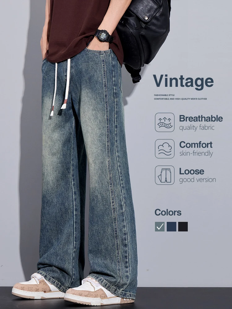 Spring Men's Loose Flare Jeans Classic Non-stretch Washed Denim Pants Straight Korean Fashion Streetwear Vintage Trousers
Spring Men's Loose Flare Jeans Classic Non-stretch Washed Denim Pants Straight Korean Fashion Streetwear Vintage Trousers