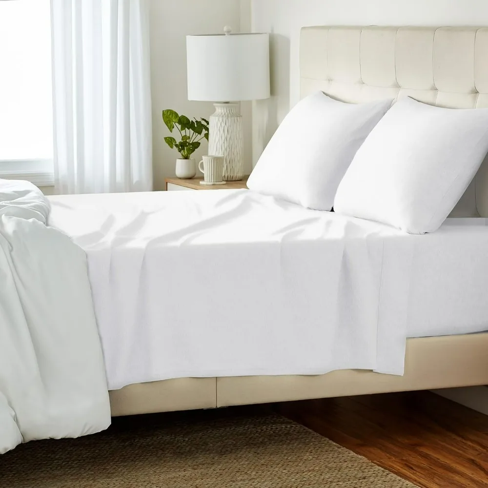 Sheet & Pillowcase Sets, Cotton Jersey 4-Piece Bed Sheet Set, Solid, Extra Soft, Breathable, Comfortable Jersey Knit Cotton
Sheet & Pillowcase Sets, Cotton Jersey 4-Piece Bed Sheet Set, Solid, Extra Soft, Breathable, Comfortable Jersey Knit Cotton