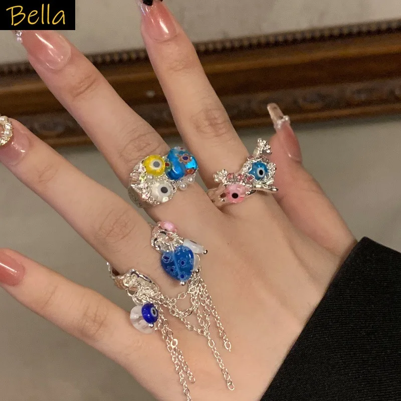 Ring for Women Cute Blue Silver Color Jewelry Y2K Metal Ring
Ring for Women Cute Blue Silver Color Jewelry Y2K Metal Ring