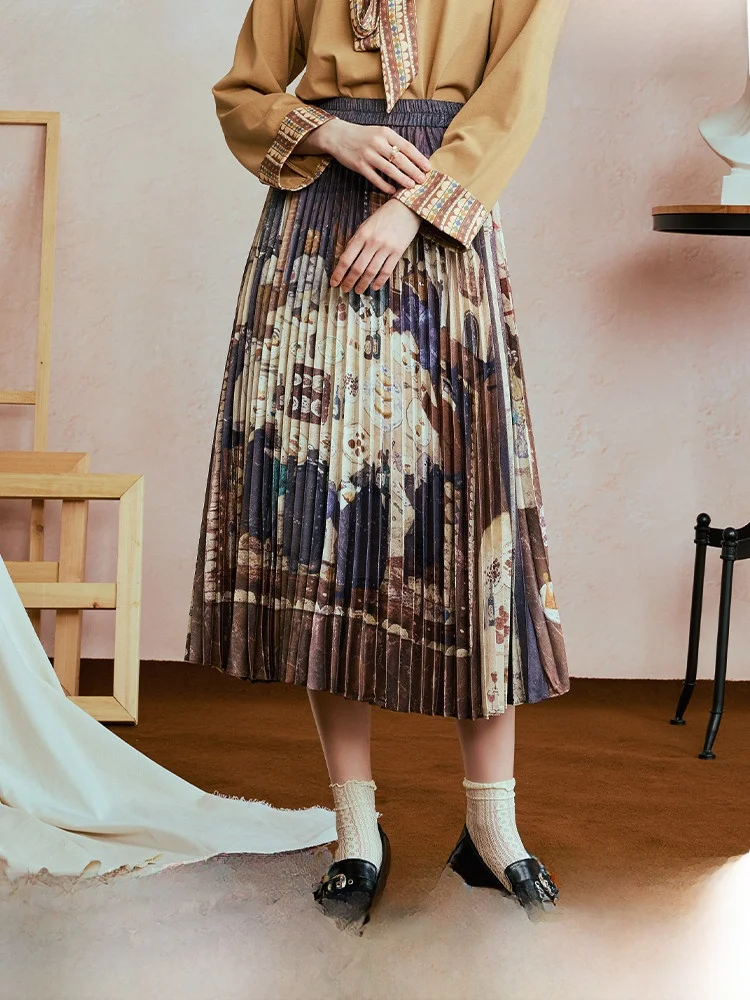High Waist Printed Asymmetrical Pleated Skirt Retro Sle f-length Skirts for Women Ciwalk Date Loose Fit A-Line Skirt
High Waist Printed Asymmetrical Pleated Skirt Retro Sle f-length Skirts for Women Ciwalk Date Loose Fit A-Line Skirt