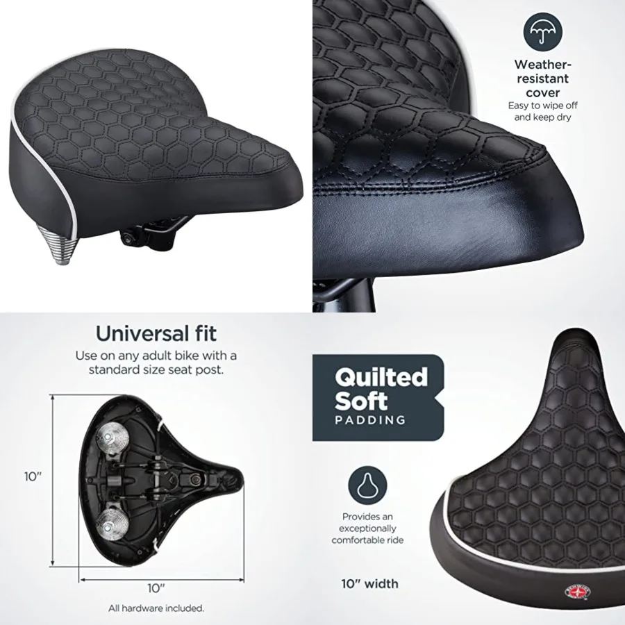 Quilted or Foam Padded Bike Saddle, Various Styles, Weather-Resistant Cover, Easily Attaches to Most Standard Seatposts
Quilted or Foam Padded Bike Saddle, Various Styles, Weather-Resistant Cover, Easily Attaches to Most Standard Seatposts