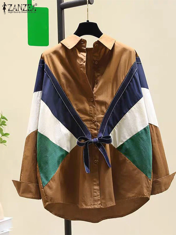 ZANZEA 2025, осенняя модная рубашка на пуговицах, Blusas, женские офисные женские топы с цветными блоками и воротником с лацканами, винтажные туники с повязками и строчкой
ZANZEA 2025, осенняя модная рубашка на пуговицах, Blusas, женские офисные женские топы с цветными блоками и воротником с лацканами, винтажные туники с повязками и строчкой
