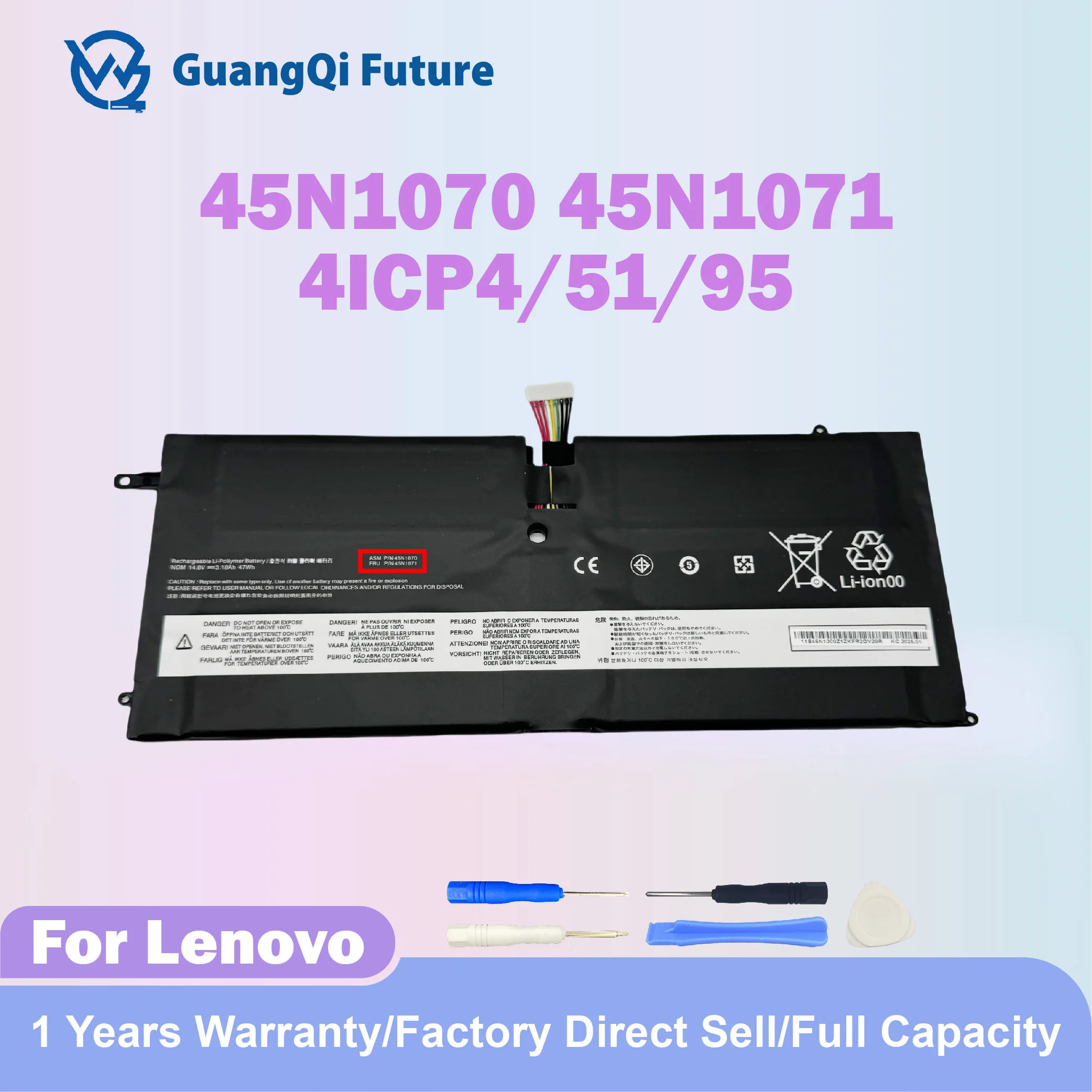 45N1070 45N1071 14.8V 47Wh Laptop Battery for Lenovo ThinkPad X1 Carbon 1st Gen 3443 3444 3448 3460 3462 3463 X1C 3460-CLG
45N1070 45N1071 14.8V 47Wh Laptop Battery for Lenovo ThinkPad X1 Carbon 1st Gen 3443 3444 3448 3460 3462 3463 X1C 3460-CLG