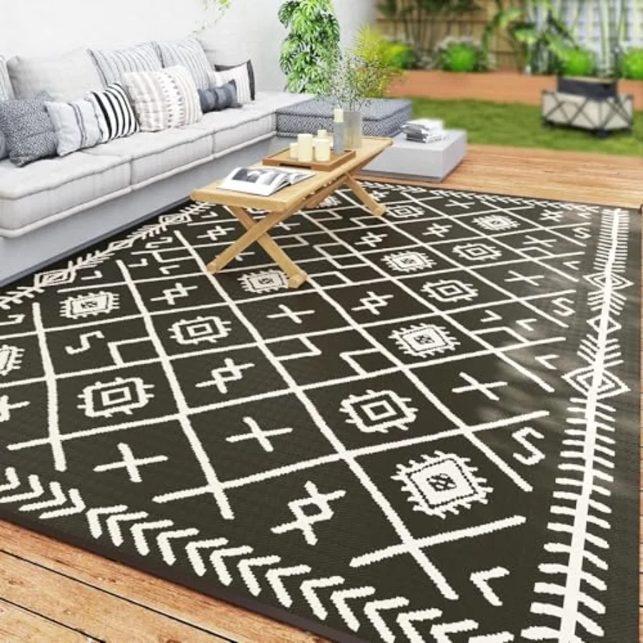 Reversible Outdoor Rug for Backyard Deck Picnic Beach, Waterproof Plastic Straw, Black Beige Rhombus, Portable RV Camping Carpe
Reversible Outdoor Rug for Backyard Deck Picnic Beach, Waterproof Plastic Straw, Black Beige Rhombus, Portable RV Camping Carpe