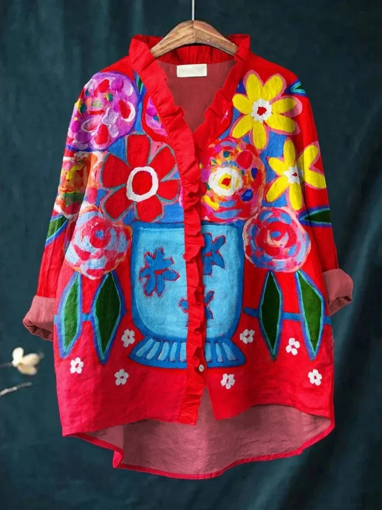 Plus Size Women's Blouse Fashion Summer Holiday Chic Tops Vintage Bohemian Printed Long Sleeve Ruffled Stitching Clothings
Plus Size Women's Blouse Fashion Summer Holiday Chic Tops Vintage Bohemian Printed Long Sleeve Ruffled Stitching Clothings