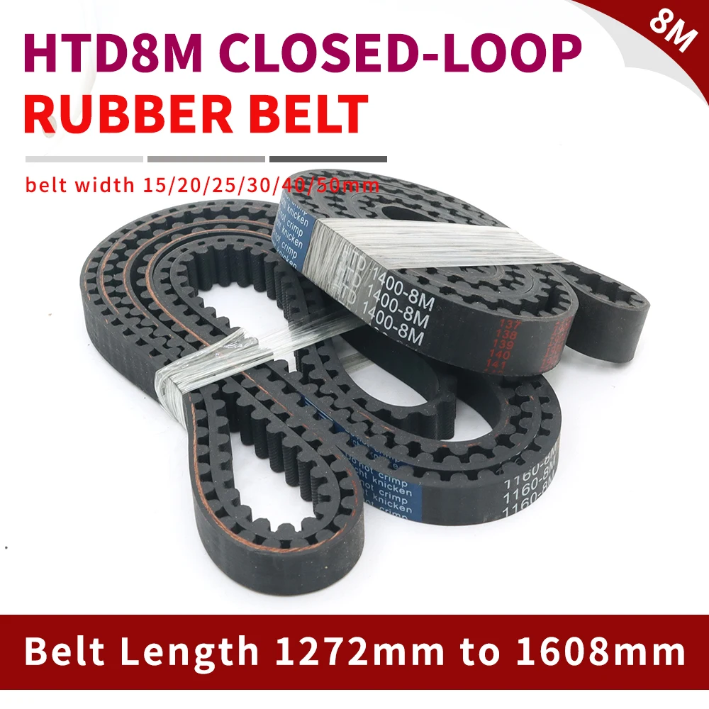 HTD 8M Timing Belt Length 1272mm to 1608mm HTD8M Timing Pulley Belt 15mm 20mm 25mm Belt 30mm 40mm HTD 8M Rubber Closed Loop Belt
HTD 8M Timing Belt Length 1272mm to 1608mm HTD8M Timing Pulley Belt 15mm 20mm 25mm Belt 30mm 40mm HTD 8M Rubber Closed Loop Belt