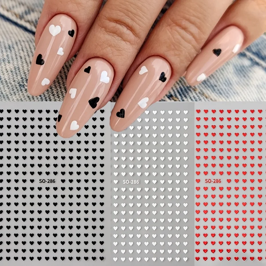 3pcs Mini Heart-Shaped Nail Stickers - 3Color (Red, Black, White) - Valentine's Day Heart Designs Laser-Cute Love Nail Decals fo
3pcs Mini Heart-Shaped Nail Stickers - 3Color (Red, Black, White) - Valentine's Day Heart Designs Laser-Cute Love Nail Decals fo