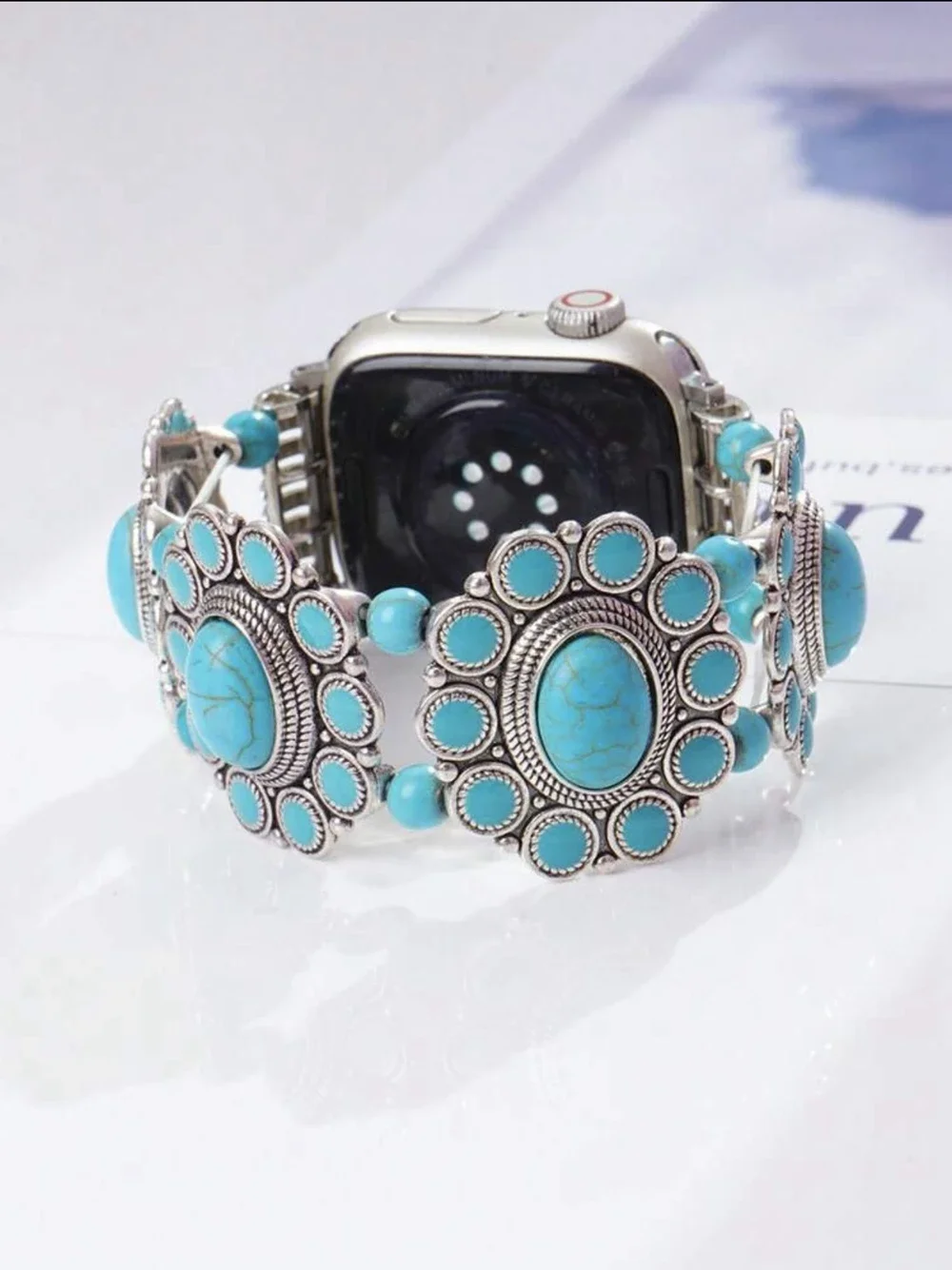 New Bling turquoise stone Bracelet loop For Apple Watch band women 11/10/9/7/ 38mm 40mm 41mm 42mm 44mm 45mm 46mm Strap
New Bling turquoise stone Bracelet loop For Apple Watch band women 11/10/9/7/ 38mm 40mm 41mm 42mm 44mm 45mm 46mm Strap