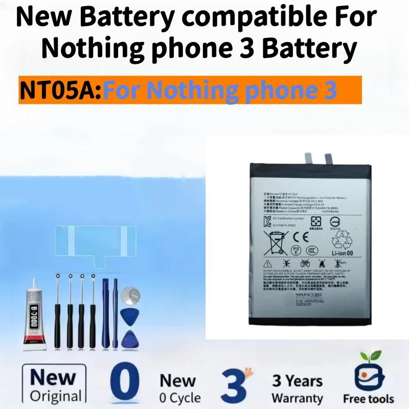 New Battery compatible For Nothing phone 3 NT05A 5150mAh Mobile Phone Batteries+ Free Tools
New Battery compatible For Nothing phone 3 NT05A 5150mAh Mobile Phone Batteries+ Free Tools